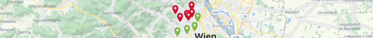 Map view for Pharmacies emergency services nearby Sievering (1190 - Döbling, Wien)